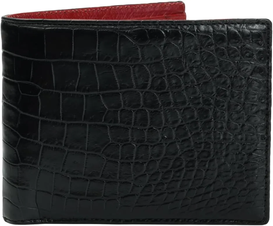 HATA Men Leather Wallet Croc RFID Blocking Front Pocket AIIigator Handmade Gift For Birthday Wedding Anniversary Father's Day