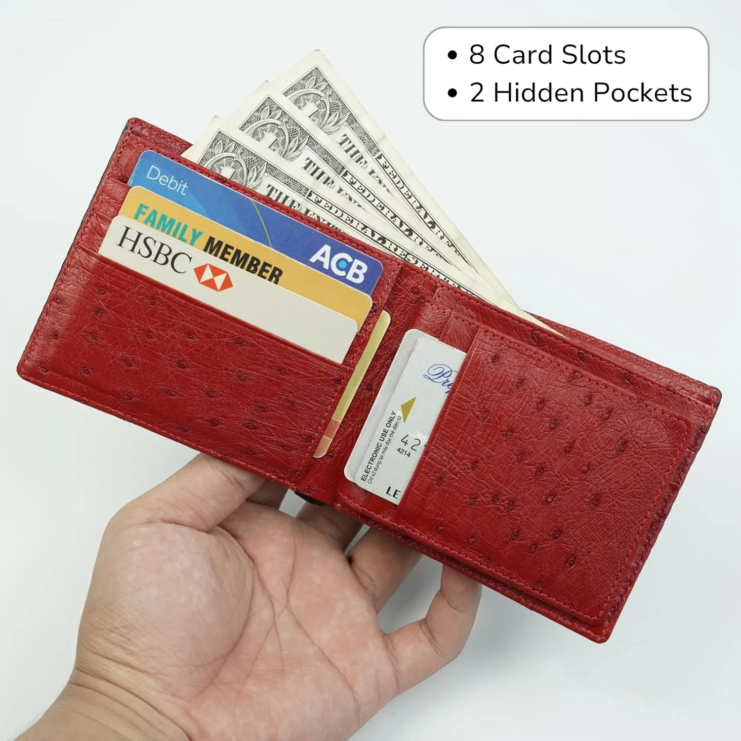 HATA Men Leather Wallet Croc RFID Blocking Front Pocket AIIigator Handmade Gift For Birthday Wedding Anniversary Father's Day