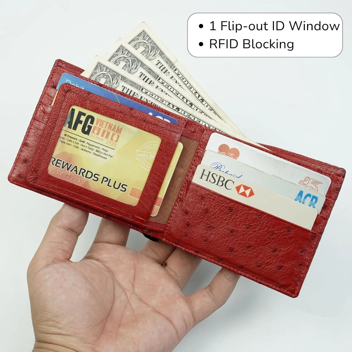 HATA Men Leather Wallet Croc RFID Blocking Front Pocket AIIigator Handmade Gift For Birthday Wedding Anniversary Father's Day