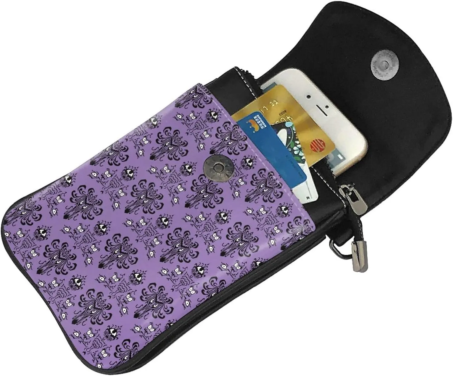Haunted the Mansion Leather Small Crossbody Bags for Women Cell Phone Purse Wallet Adjustable Strap