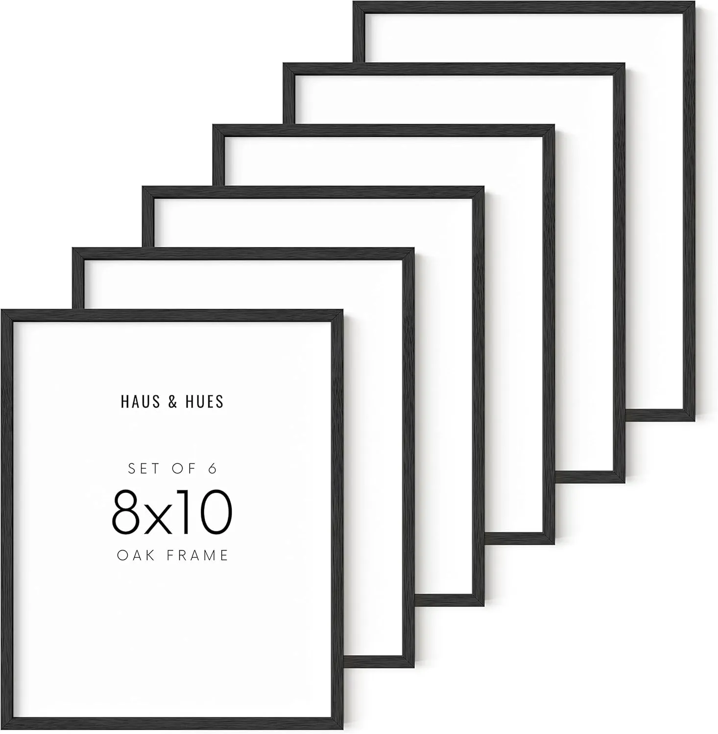 Haus and Hues 8"x10" Black Oak Wood Frames Set of 6 - 8x10 Picture Frame Set of 6, 8x10 Picture Frames Set of 6, Black 8x10 Picture Frame, 8x10 Black Frame, Black 8x10 Picture Frame Set of 6 8x10 Picture Frame 6 Pack