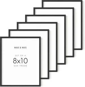 Haus and Hues 8"x10" Black Oak Wood Frames Set of 6 - 8x10 Picture Frame Set of 6, 8x10 Picture Frames Set of 6, Black 8x10 Picture Frame, 8x10 Black Frame, Black 8x10 Picture Frame Set of 6 8x10 Picture Frame 6 Pack