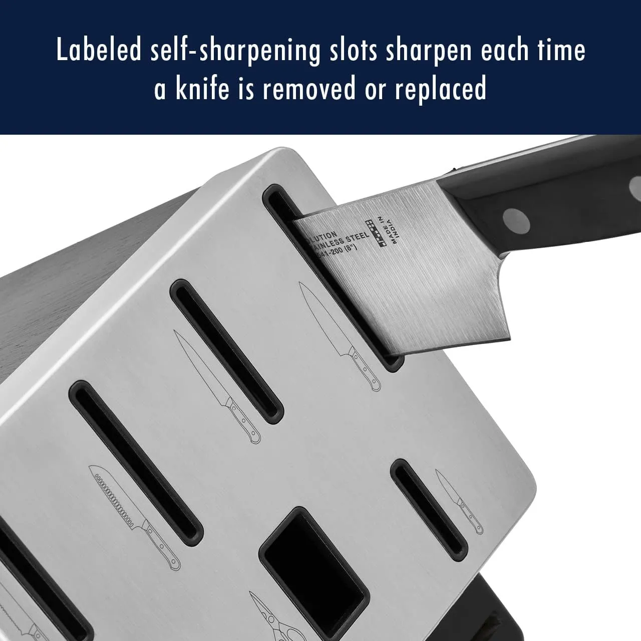 HENCKELS Solution Razor-Sharp 16-pc Self Sharpening Knife Block Set, Chef Knife, Bread Knife, Steak Knife, German Engineered Informed by 100  Years of Mastery