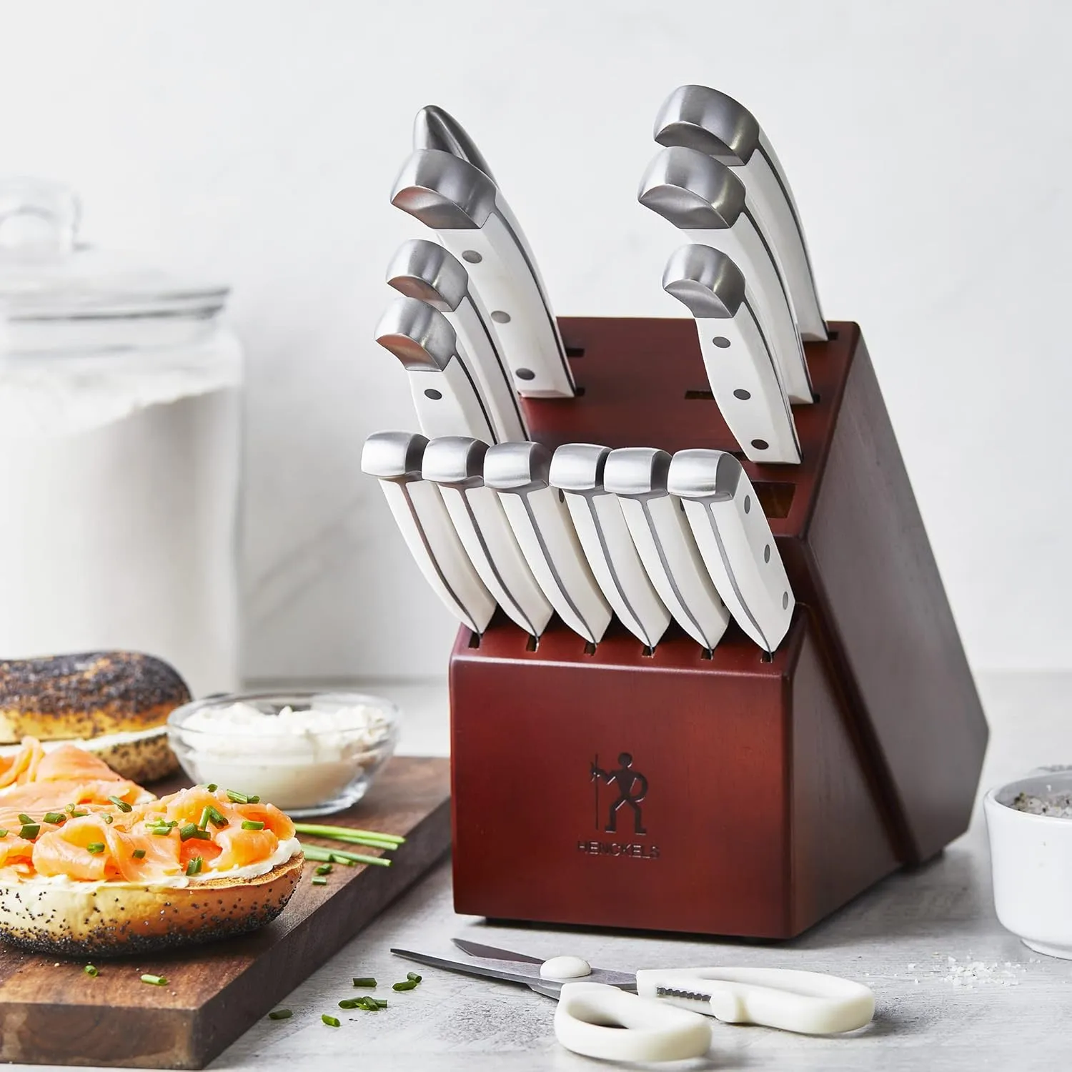 HENCKELS Statement Razor-Sharp 15-Piece White Handle Knife Set with Block, German Engineered Knife Informed by over 100 Years of Mastery