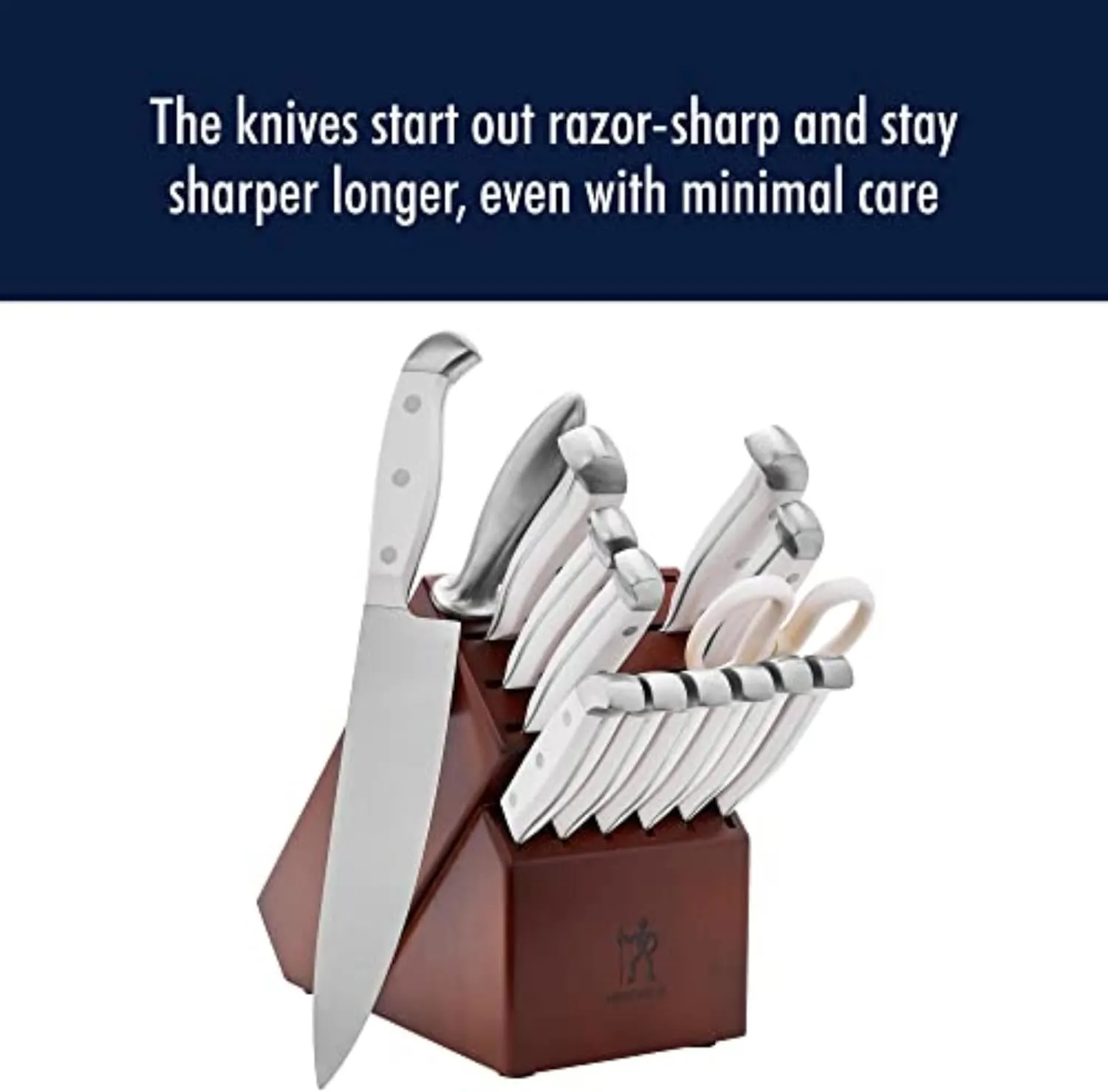 HENCKELS Statement Razor-Sharp 15-Piece White Handle Knife Set with Block, German Engineered Knife Informed by over 100 Years of Mastery
