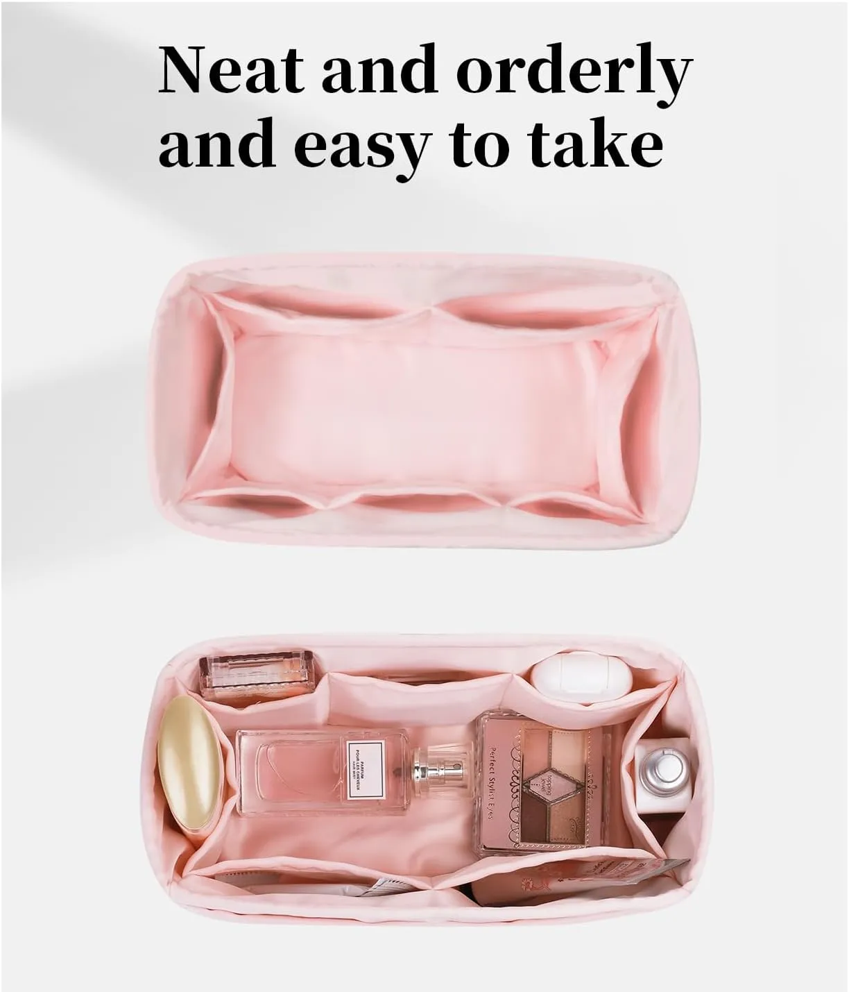 Hermes Bags Organizer Insert - Luxury Bags Storage with Silk, Fits Birkin 30, Lightweight Shaper with Multiple Pockets for Daily Use (Pink)