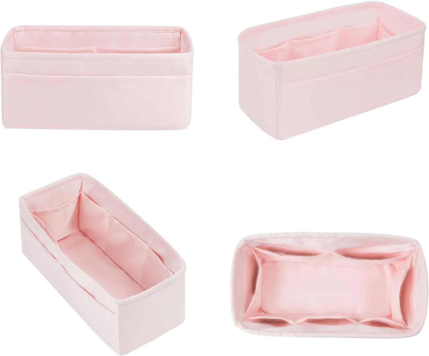 Hermes Bags Organizer Insert - Luxury Bags Storage with Silk, Fits Birkin 30, Lightweight Shaper with Multiple Pockets for Daily Use (Pink)