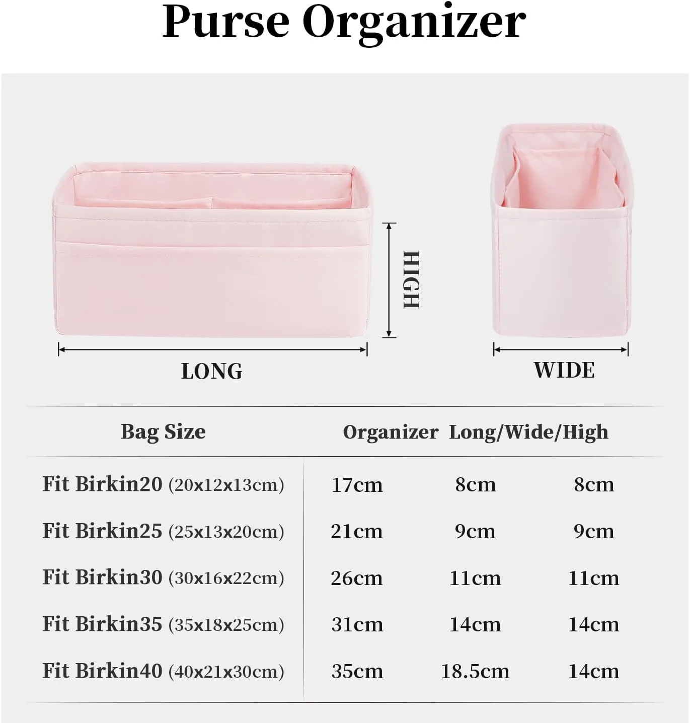 Hermes Bags Organizer Insert - Luxury Bags Storage with Silk, Fits Birkin 30, Lightweight Shaper with Multiple Pockets for Daily Use (Pink)