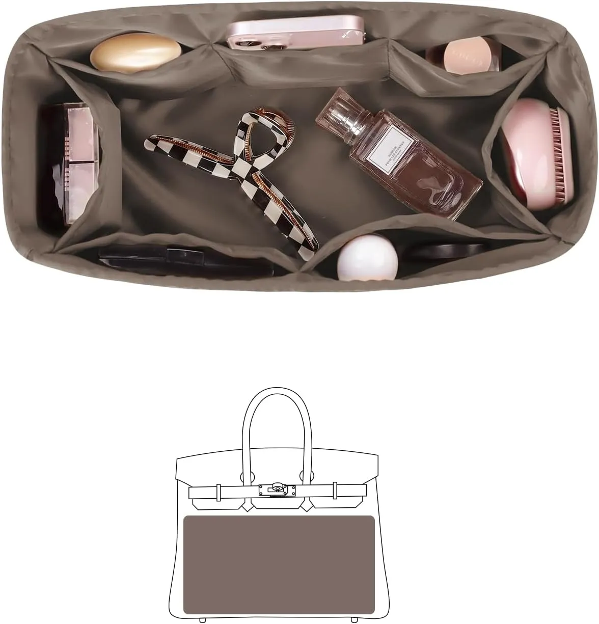 Hermes Birkin 30 Insert - Silky Bag Shaper, Lightweight & Soft Touch, Etoupe Grey