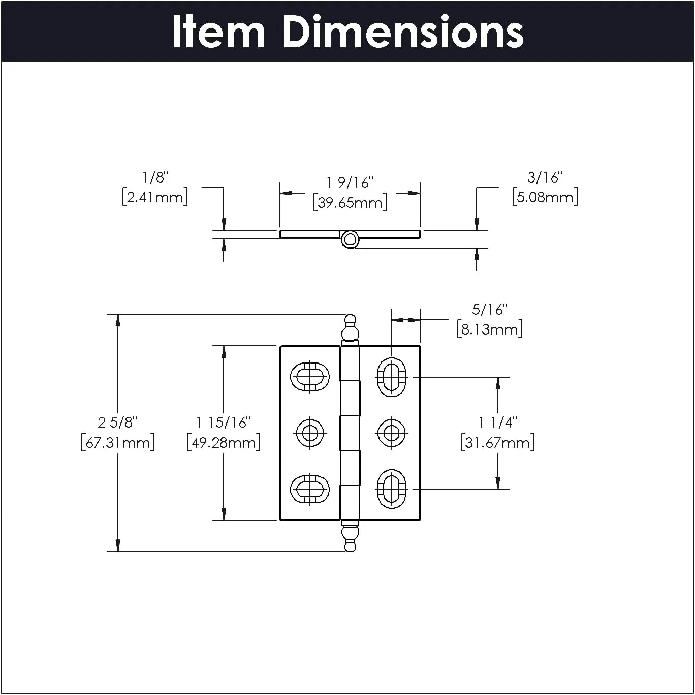 Hickory Hardware P8290-15R Mortise Hinge Collection Flush/Full Inset for Face Frame Cabinets - Easy Installation, Free Swinging Self-Closing Hinge - Wellington Bronze Finish - Pack of 1 Pair
