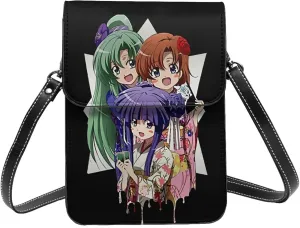 Higurashi When They Cry Wallet Phone Female Fashion Purse Adjustable Handba Crossbody Bags