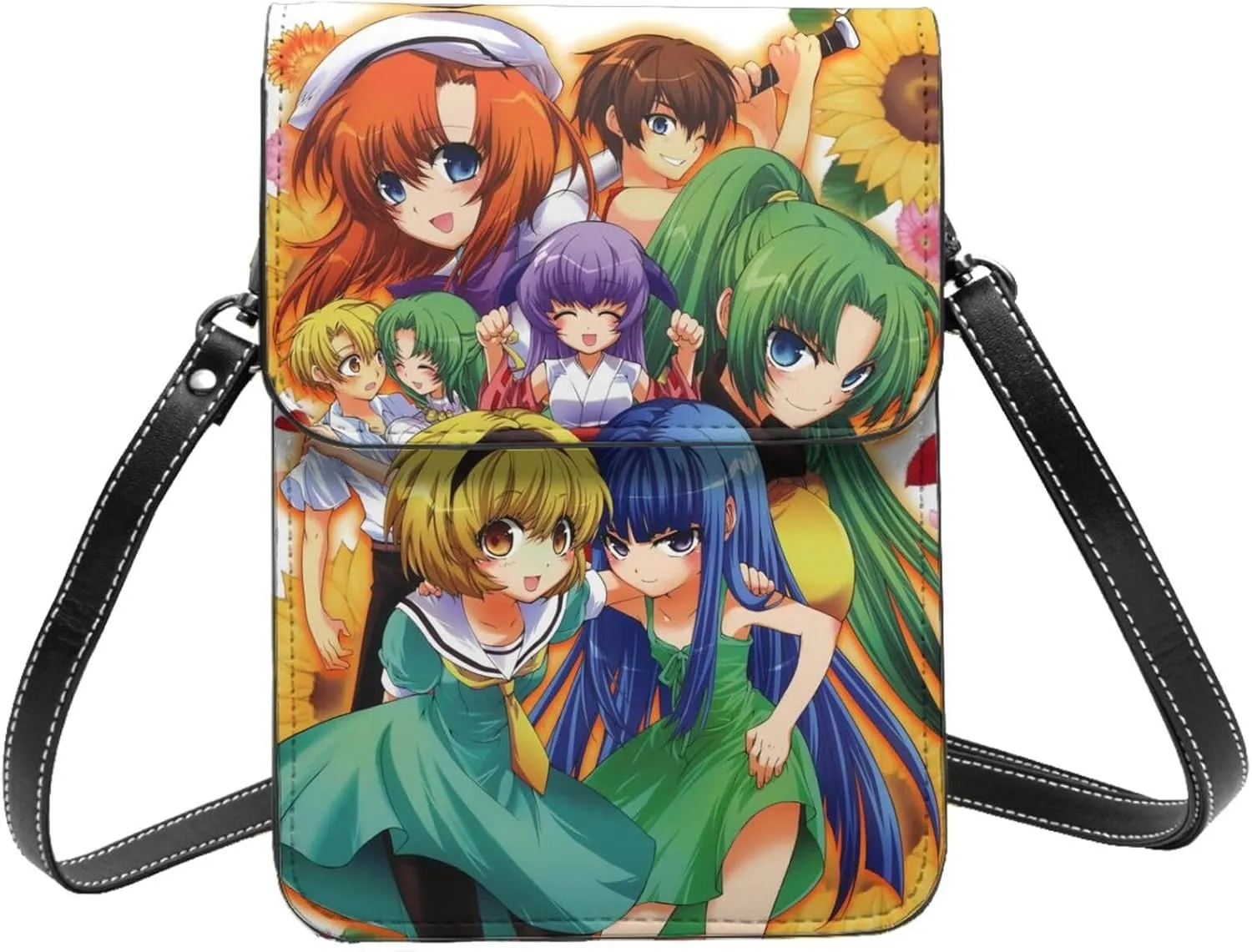 Higurashi When They Cry Wallet Phone Woman'S Fashion Purse Adjustable Handba Crossbody Bags