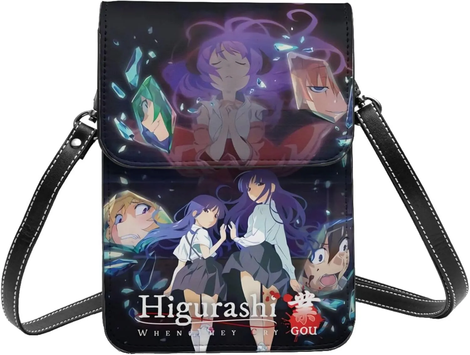 Higurashi When They Cry Wallet Phone Woman'S Fashion Purse Adjustable Handba Crossbody Bags