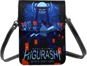 Higurashi When They Cry Wallet Phone Women'S Fashion Purse Adjustable Handba Crossbody Bags