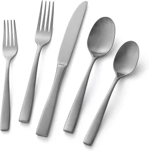 HIKAA 40PCS Extra Thickness Satin Loft Heavy Duty Silverware Set Stainless Steel Flatware Set, Service for 8, Matte Satin Polished Cutlery Set, Dishwasher Safe