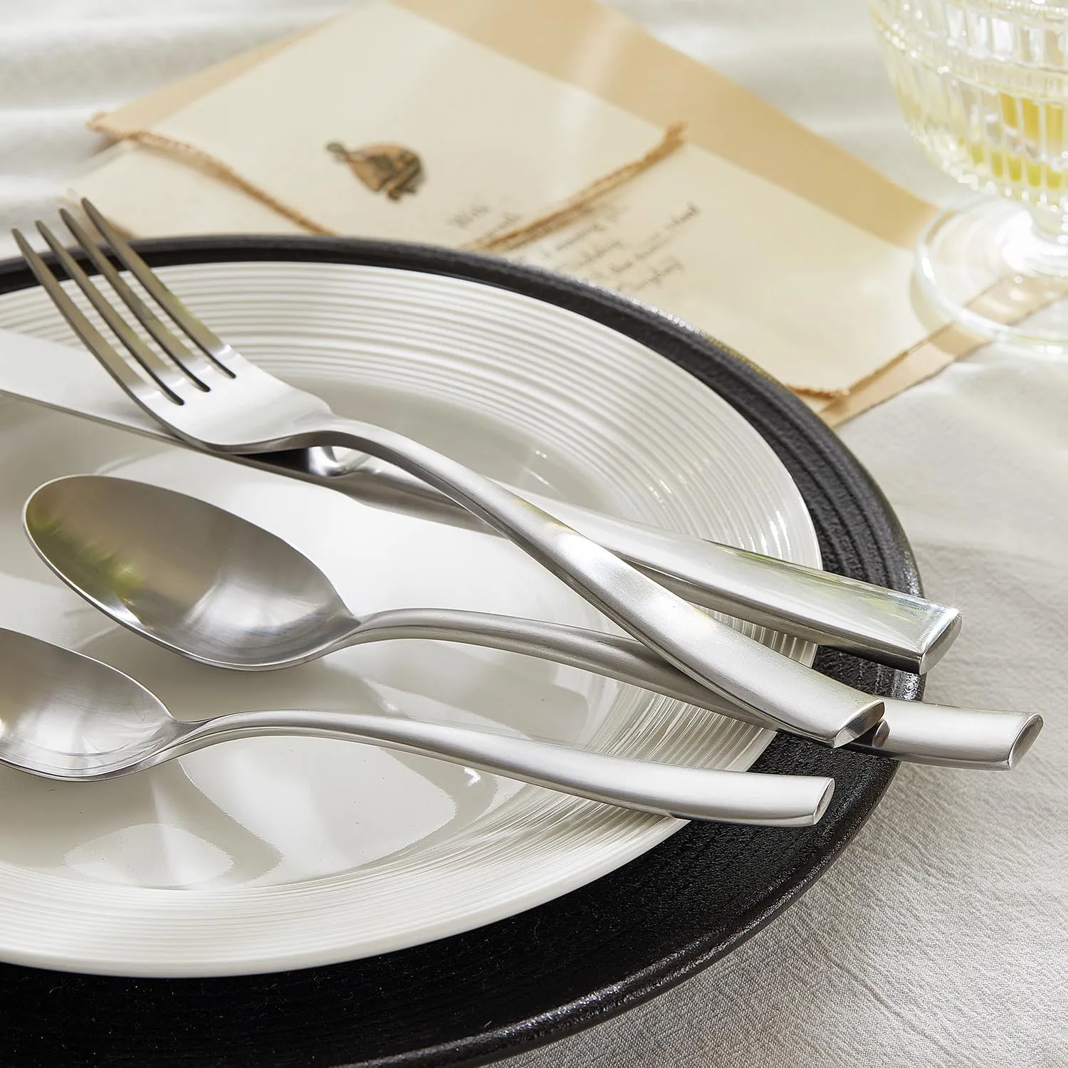 HIKAA 40PCS Extra Thickness Satin Loft Heavy Duty Silverware Set Stainless Steel Flatware Set, Service for 8, Matte Satin Polished Cutlery Set, Dishwasher Safe
