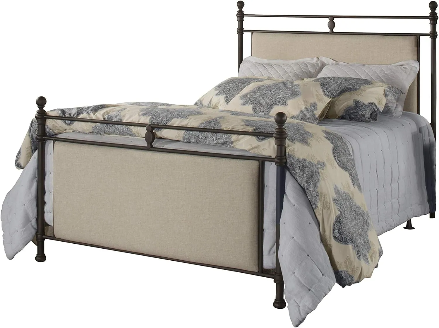 Hillsdale Furniture Ashley Bed Set, King, Rustic Brown and Linen Stone