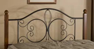 Hillsdale Milwaukee King Metal Headboard with Frame and Cherry Wood Posts, Textured Black