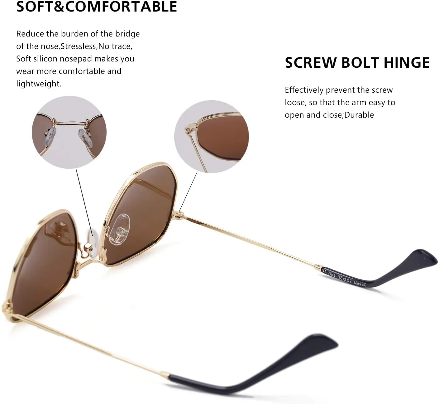 Hipster Hexagonal Polarized Sunglasses Men Women Geometric Square Small Vintage Metal Frame Retro Shade Glasses
