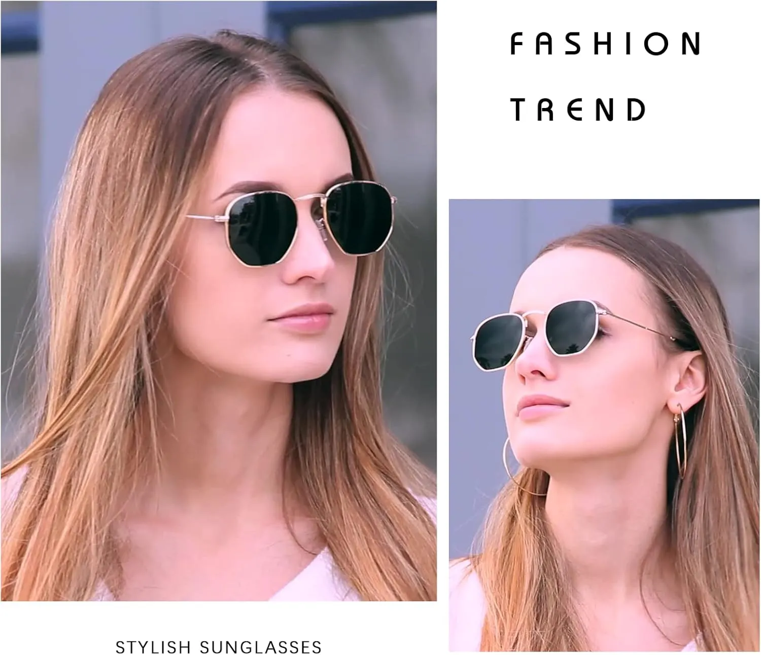 Hipster Hexagonal Polarized Sunglasses Men Women Geometric Square Small Vintage Metal Frame Retro Shade Glasses