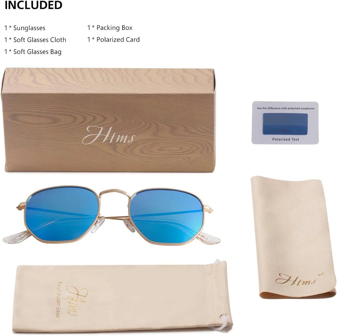 Hipster Hexagonal Polarized Sunglasses Men Women Geometric Square Small Vintage Metal Frame Retro Shade Glasses