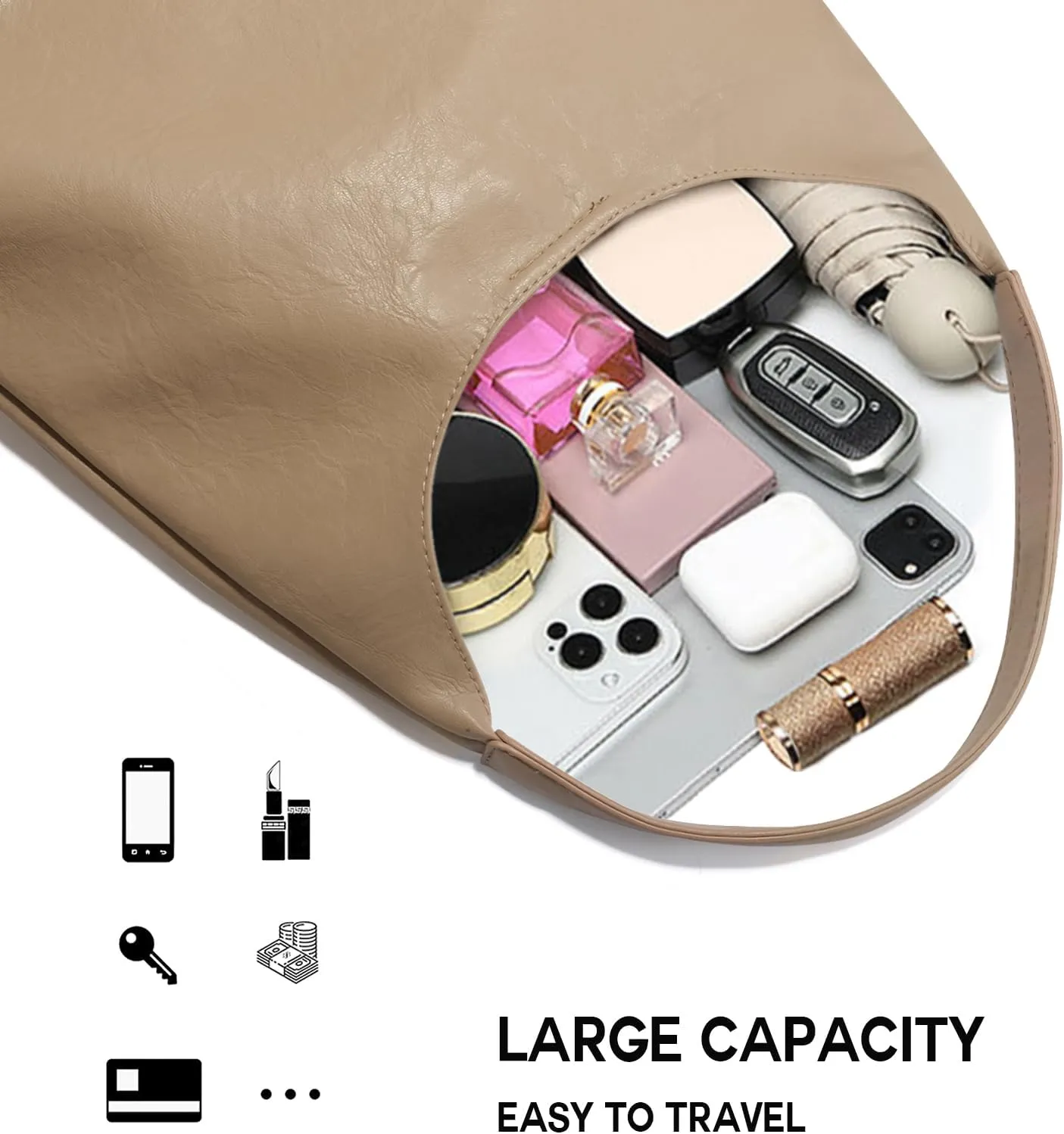 Hobo Tote Bag for Women Slouchy Bags with Small Purse, Designer Handbags for Women Large Capacity Shoulder Bag