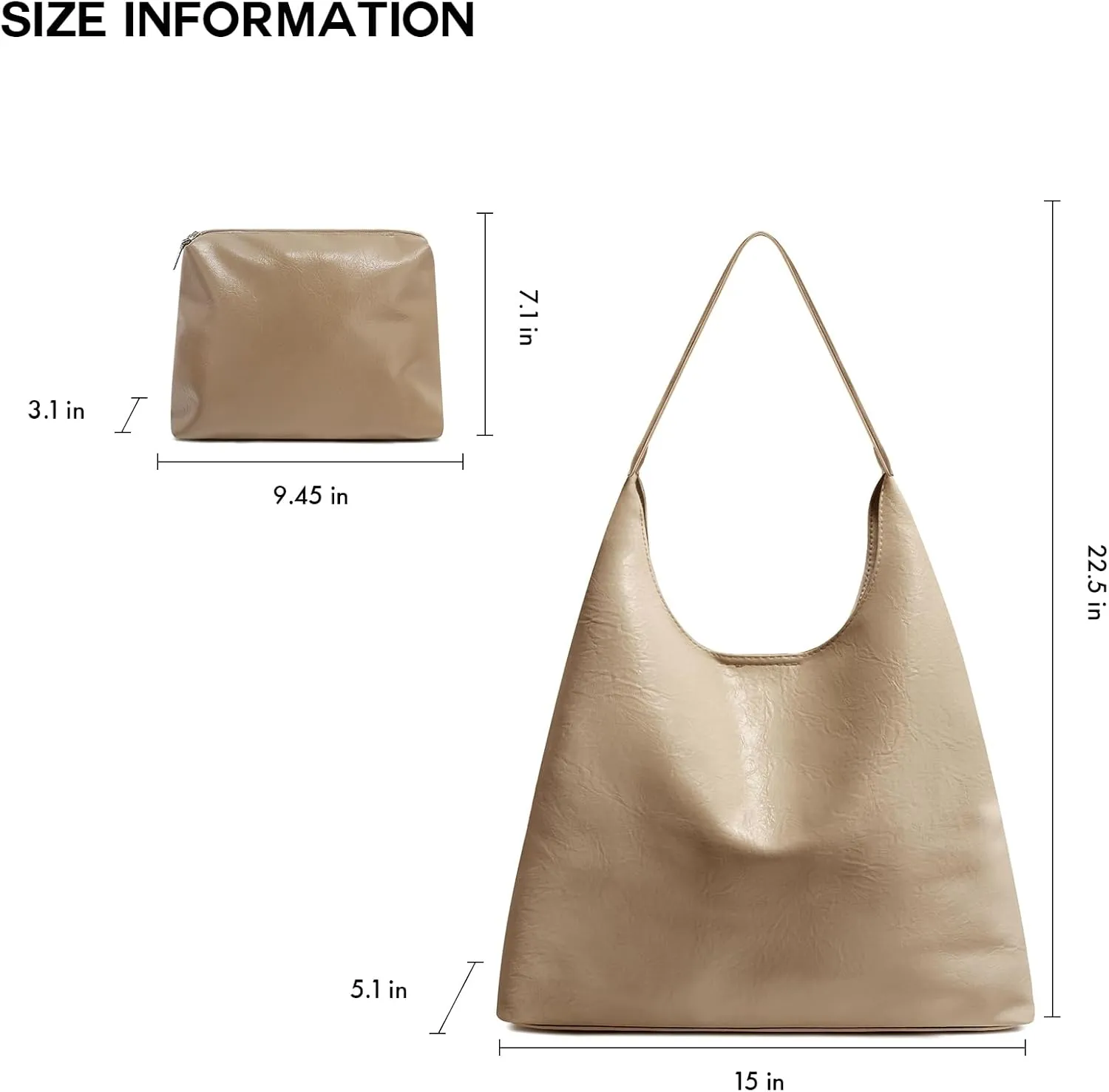 Hobo Tote Bag for Women Slouchy Bags with Small Purse, Designer Handbags for Women Large Capacity Shoulder Bag