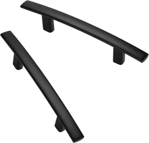 homdiy 20 Pack Cabinet Handles Black Cabinet Pulls 3" Hole Centers Kitchen Pulls Matte Black Curved Arch Handles for Dresser Cupboard Door Hardware, Zinc Alloy
