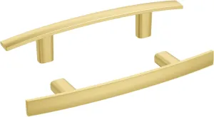homdiy 5 Pack Brushed Gold Cabinet Handles Curved Gold Pulls for Kitchen Cupboard Brass Drawer Pulls 3 inch Hole Center Solid Zinc Alloy Cabinet Hardware