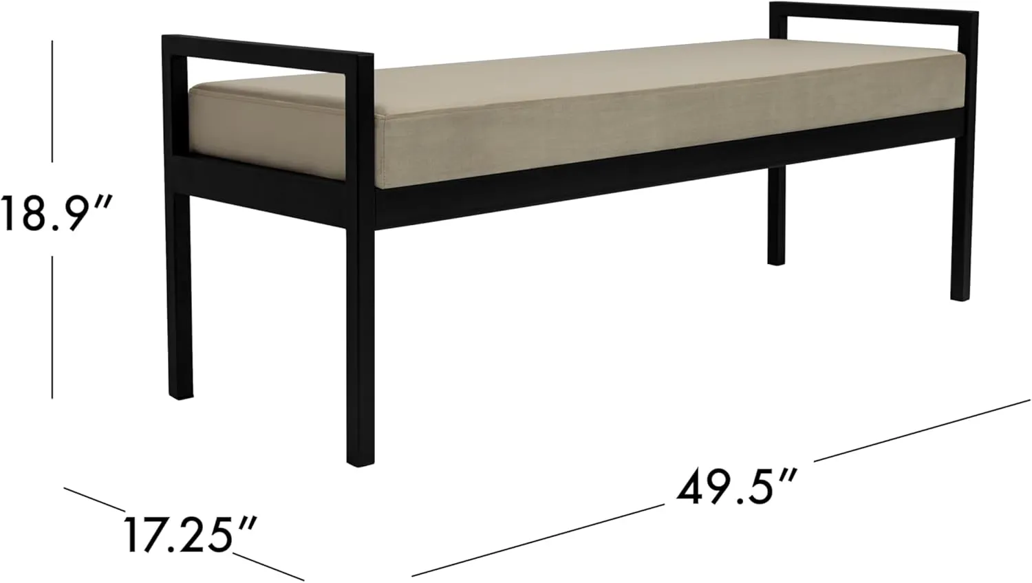HomePop Modern Velvet Metal Bench| Modern Bench with Metal Leg | Bench for Living Room & Bedroom | Decorative Home Furniture - Fawn Velvet