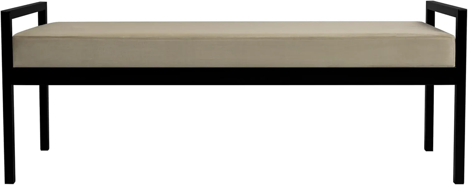 HomePop Modern Velvet Metal Bench| Modern Bench with Metal Leg | Bench for Living Room & Bedroom | Decorative Home Furniture - Fawn Velvet