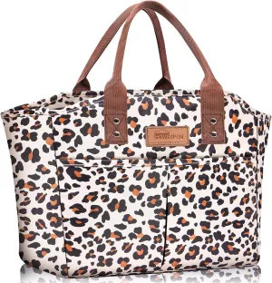 HOMESPON Fashionable Tote Reusable Insulated Lunch Bag Cooler Box with Pockets for Woman Man Work Shopping or Travel（Leopard）