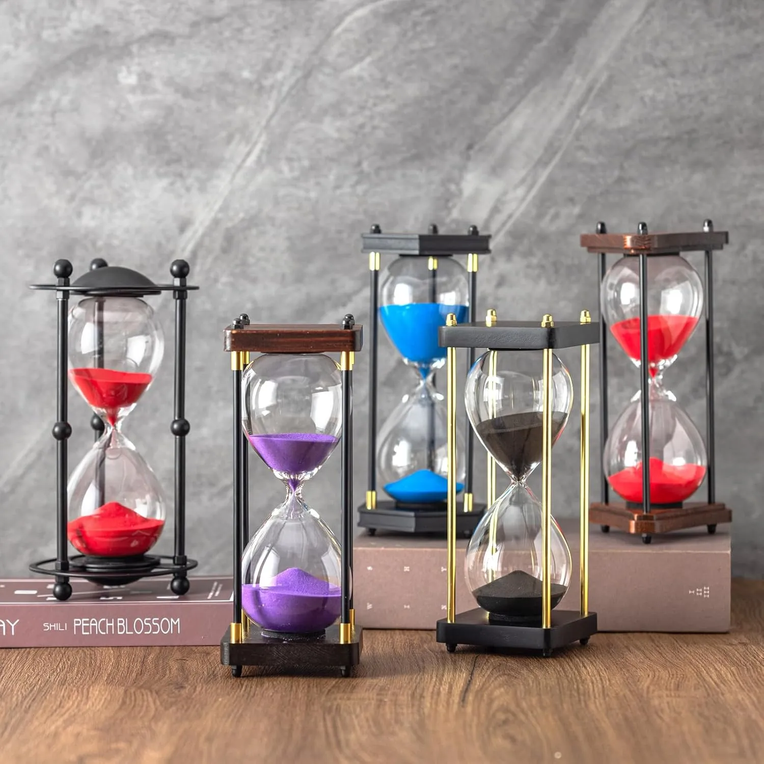 Hourglass Timer 30 Minute, Black Metal Frame Decorative Sand Timer (White Sand, Medium Size)