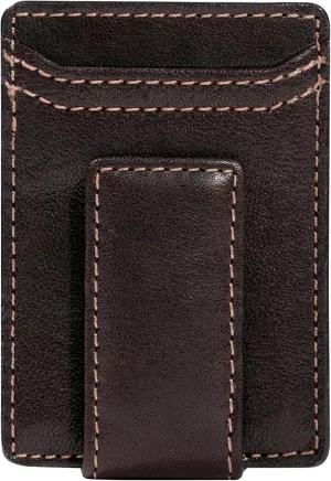 House of Jack Co. Corbin Slim Money Clip Wallet for Men, Strong Magnetic Clip with Exterior ID Window, Full Grain Cowhide Leather Front Pocket, Brown
