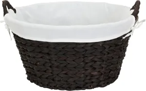 Household Essentials Round Wicker Laundry Basket with Handles, Whimsical Water Hyacinth Basket, Supportive Metal Frame, Removable Polyester Liner, Handwoven, Well-Structured and Versatile, Brown Large