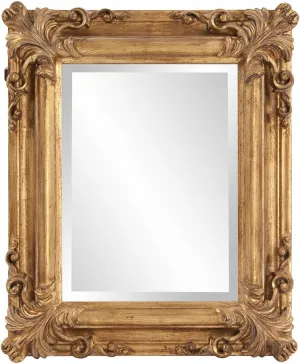 Howard Elliott Edwin Hanging Rectangular Mirror for Wall, Accent Rustic Antique Gold Wall Mounted Mirrors, Elegant Embellished Framed Decorative Mirror for Living Room & Bedroom, 19 x 23 Inch