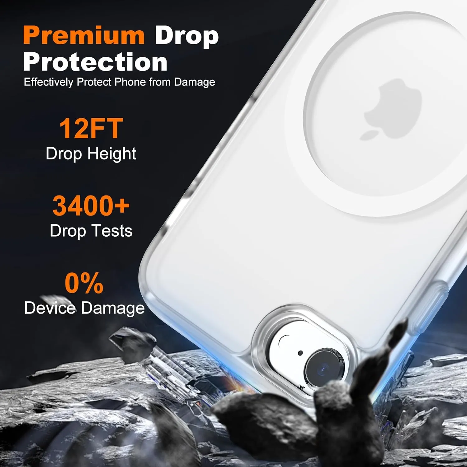 Hualele iPhone SE 2022/3rd/2020/2nd gen, 8/7 Case, MagSafe Compatible, Military Grade Drop Protection, Translucent Matte Hard Back Soft Edge Slim Protective Case, Frosted Clear