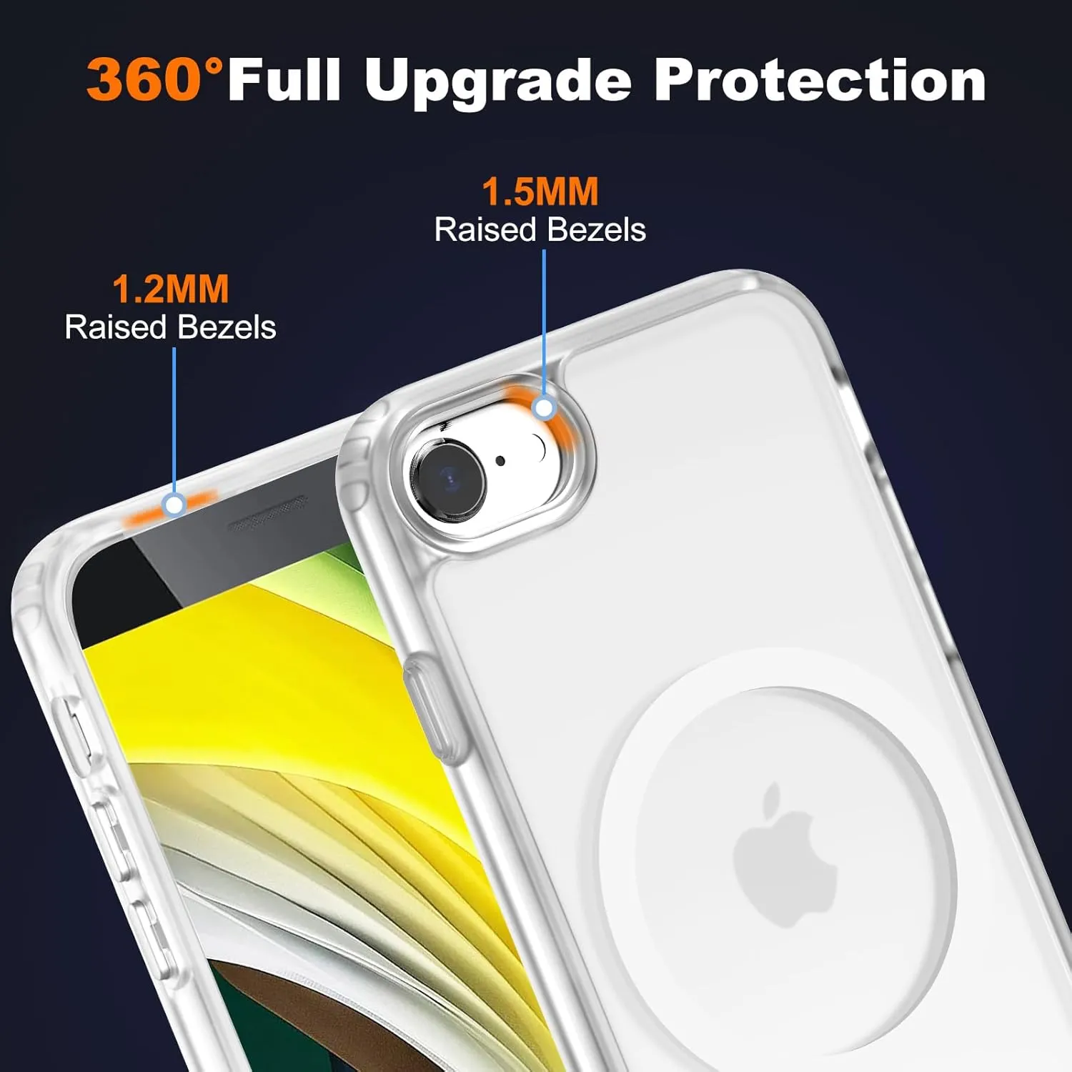 Hualele iPhone SE 2022/3rd/2020/2nd gen, 8/7 Case, MagSafe Compatible, Military Grade Drop Protection, Translucent Matte Hard Back Soft Edge Slim Protective Case, Frosted Clear