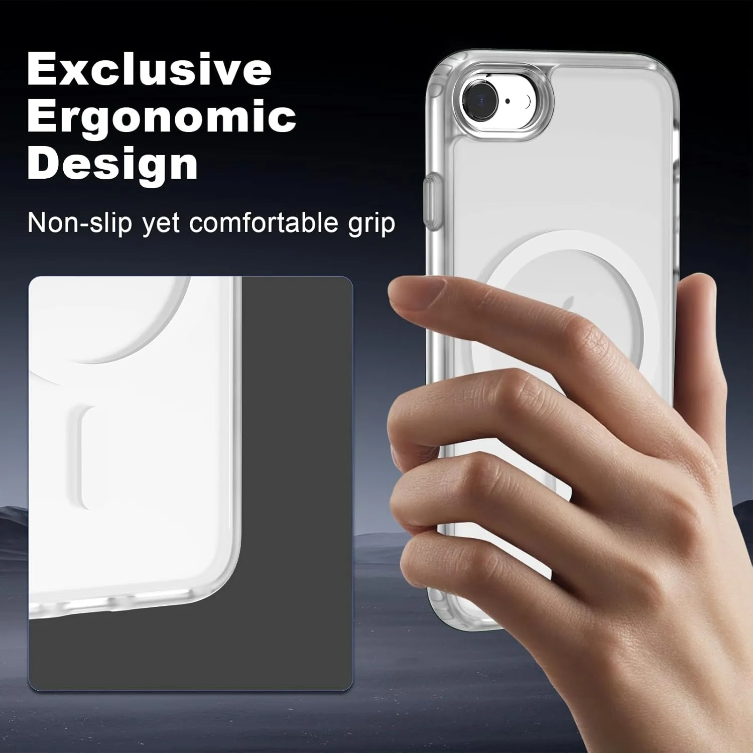Hualele iPhone SE 2022/3rd/2020/2nd gen, 8/7 Case, MagSafe Compatible, Military Grade Drop Protection, Translucent Matte Hard Back Soft Edge Slim Protective Case, Frosted Clear