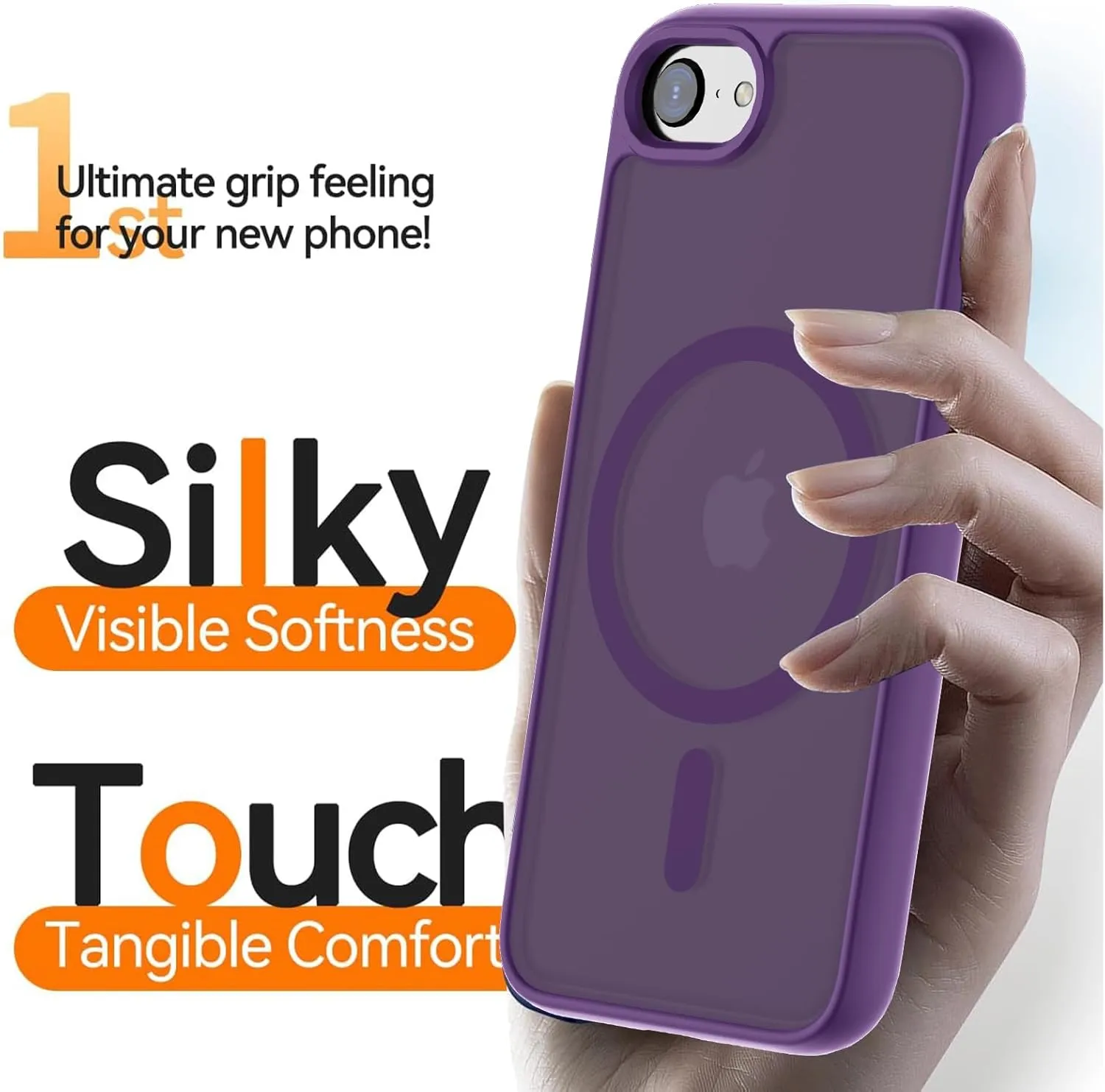 Hualele Magnetic for iPhone SE Case 2022/3rd/2020/2nd gen,iPhone 8/7 Case,Compatible with MagSafe, Military Grade Dropproof Translucent Matte Hard Back Soft Edge Slim Protective Phone Case,Dark Purple