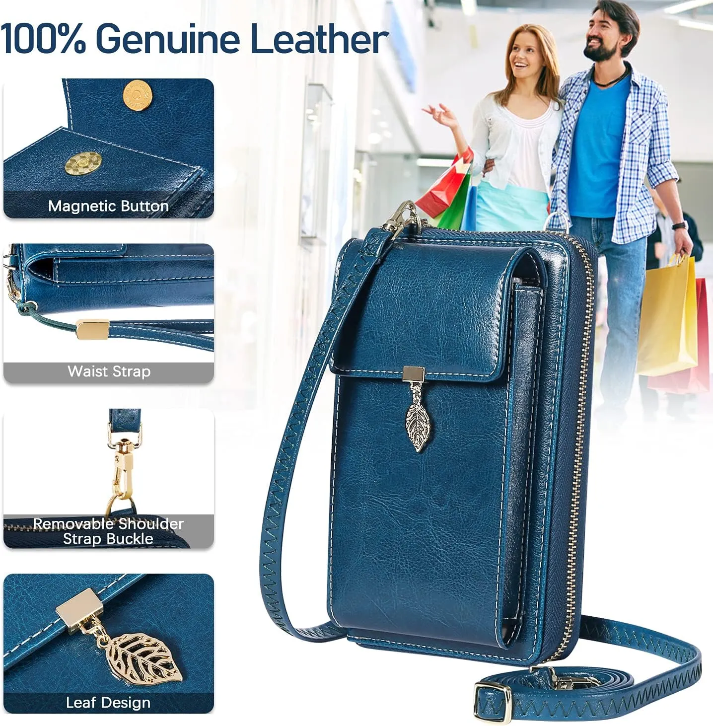 HUANLANG Small Crossbody Phone Bags for Women Leather Cell Phone Purse Wallet