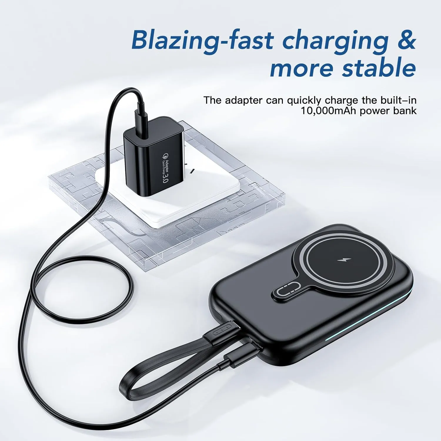 HUOTO for Magsafe Battery Pack,10000mAh Magnetic Power Bank Built-in PD 22.5W USB C Cables,Fast Wireless Portable Charger for iPhone LED Display Portable Phone Charger for iPhone 16/15/14/13/12 Series