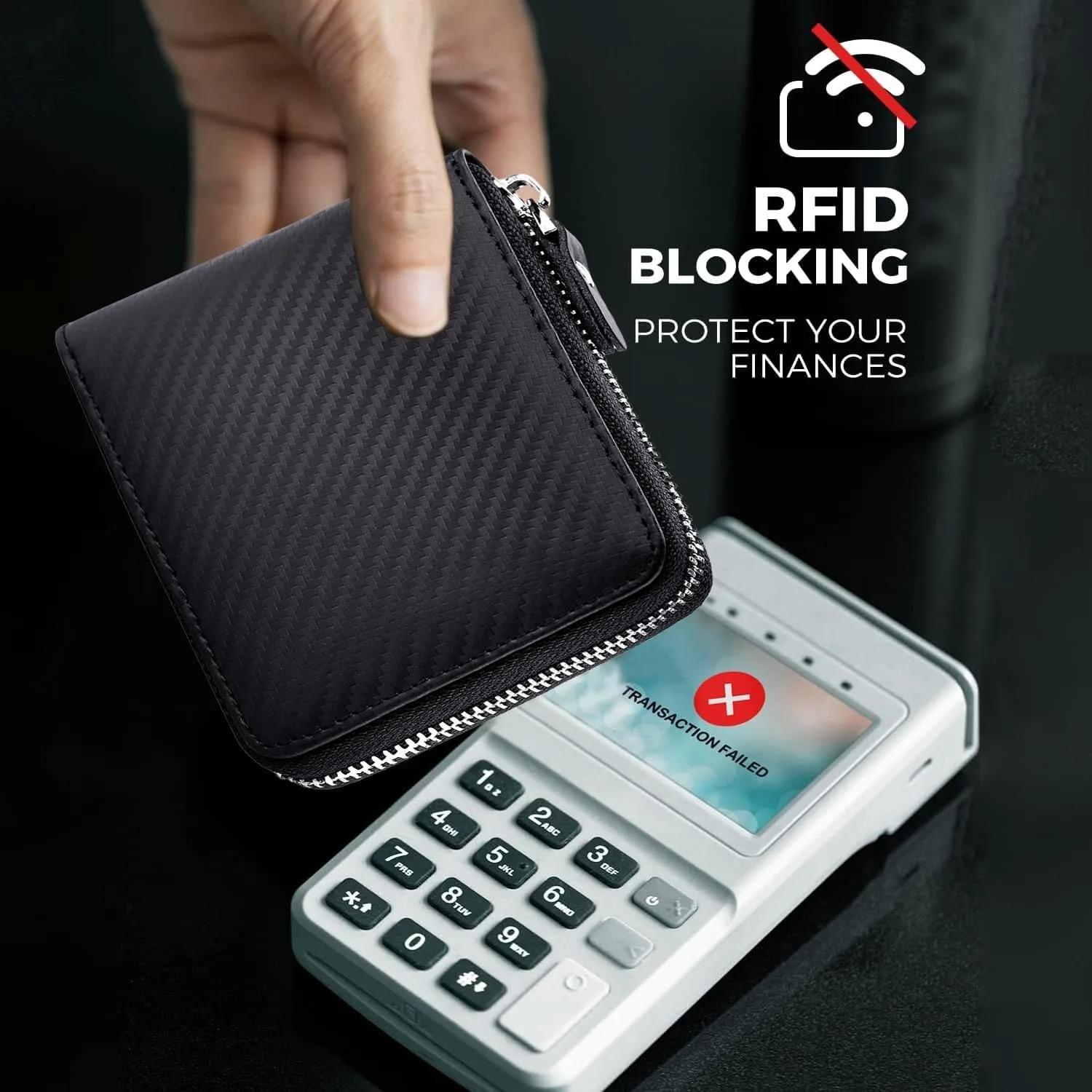 Huztencor Zipper Wallet Men RFID Blocking Leather Bifold Credit Card Wallets (FBA)