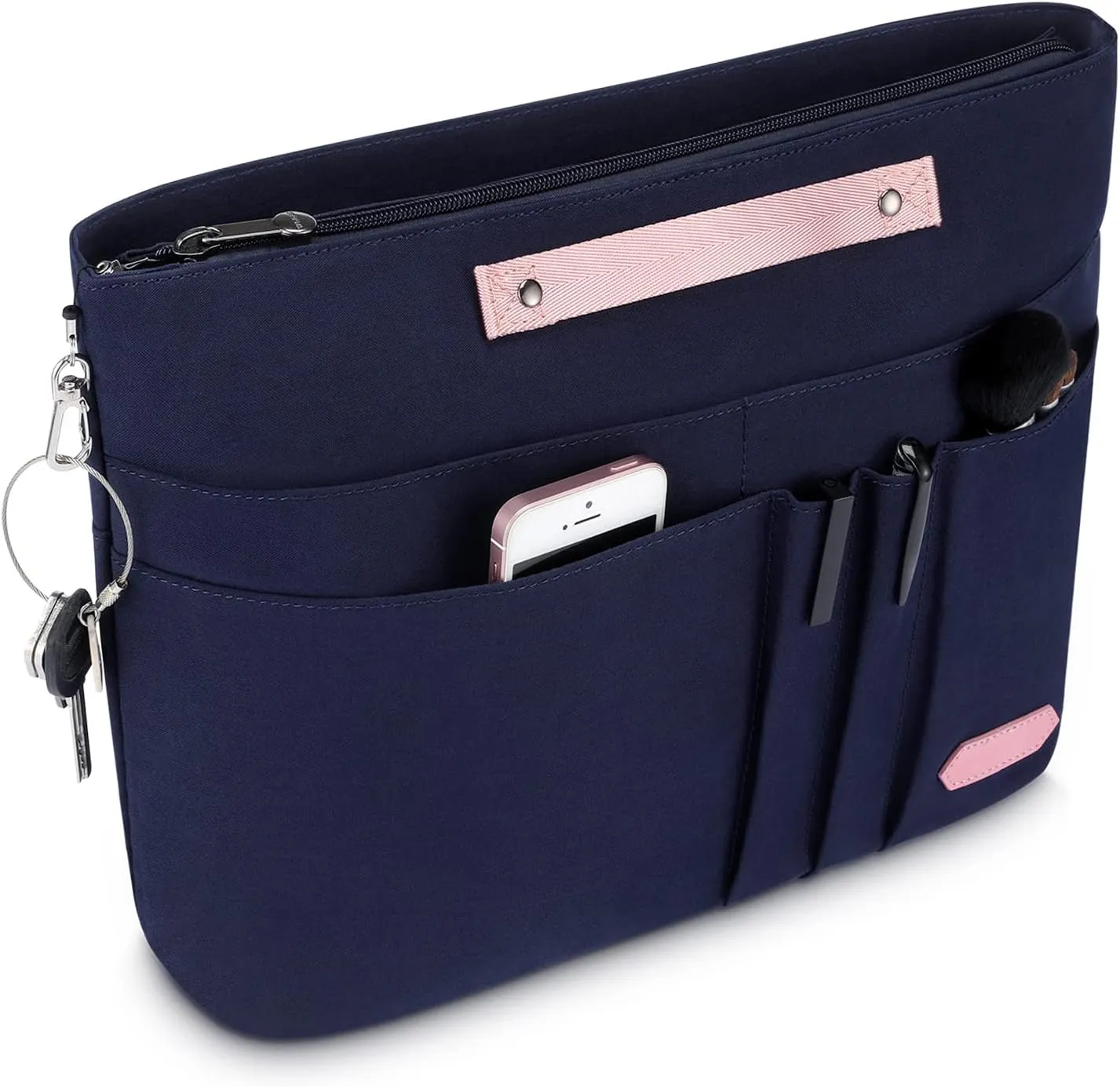 HyFanStr Purse Organizer Insert for Handbags,Tote Bag Organizer Insert Zipper Bag for Women, Handbag Organizer Inside Liner with 15 Pockets