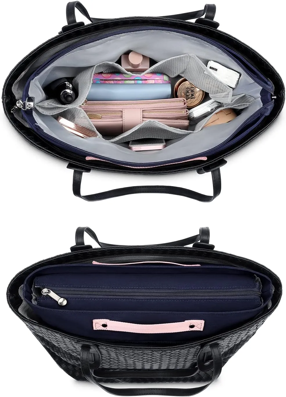 HyFanStr Purse Organizer Insert for Handbags,Tote Bag Organizer Insert Zipper Bag for Women, Handbag Organizer Inside Liner with 15 Pockets