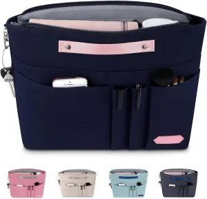 HyFanStr Purse Organizer Insert for Handbags,Tote Bag Organizer Insert Zipper Bag for Women, Handbag Organizer Inside Liner with 15 Pockets