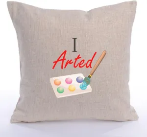 I Arted - Linen Fabric Couch Throw Pillow Cover Modern Sofa Pillowcase for Home Decor - 16 Inch Square