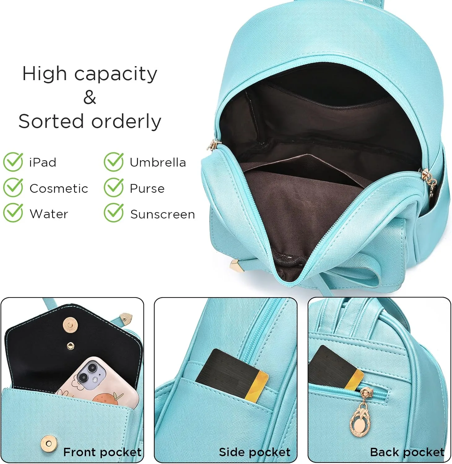 I IHAYNER Girls Bowknot Cute Leather Backpack Mini Backpack Purse for Women