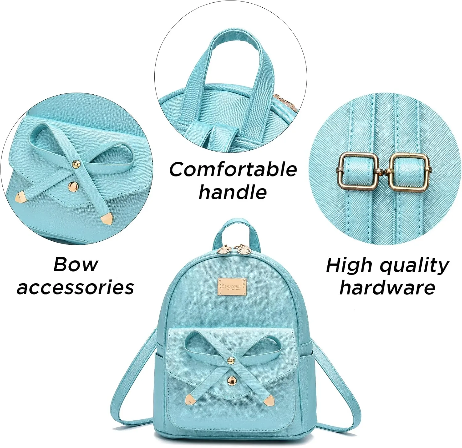 I IHAYNER Girls Bowknot Cute Leather Backpack Mini Backpack Purse for Women