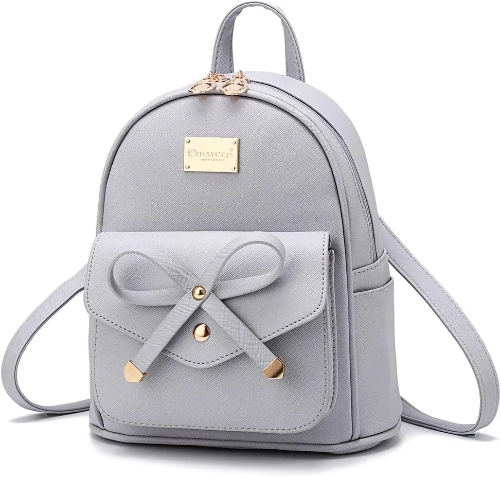 I IHAYNER Girls Bowknot Cute Leather Backpack Mini Backpack Purse for Women